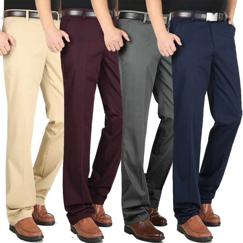 Men's Casual Elastic Cotton High Waisted Loose Pants