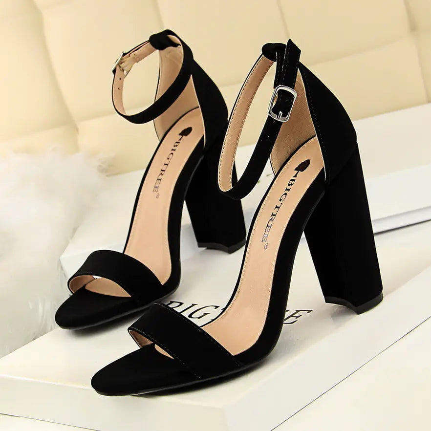 Summer High Heels, Fashionable Simple Chunky Sandals