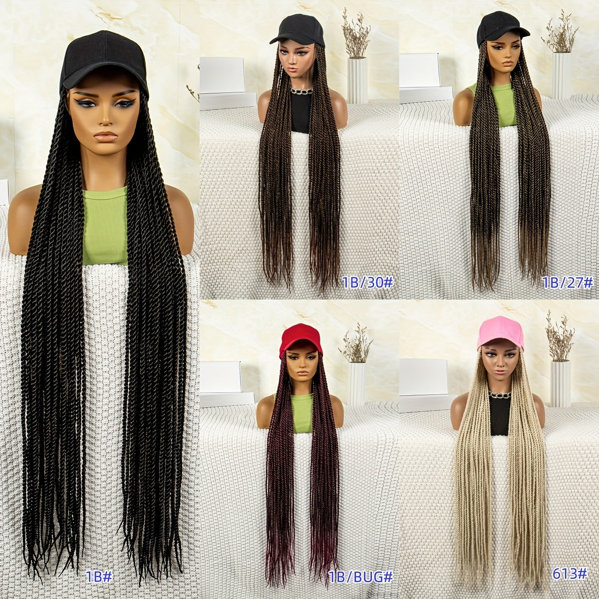 Baseball Hat Hooded Wig Hat Wig Braided Wig Long Wig For Women Synthetic Wig Beginners Friendly Heat Resistant