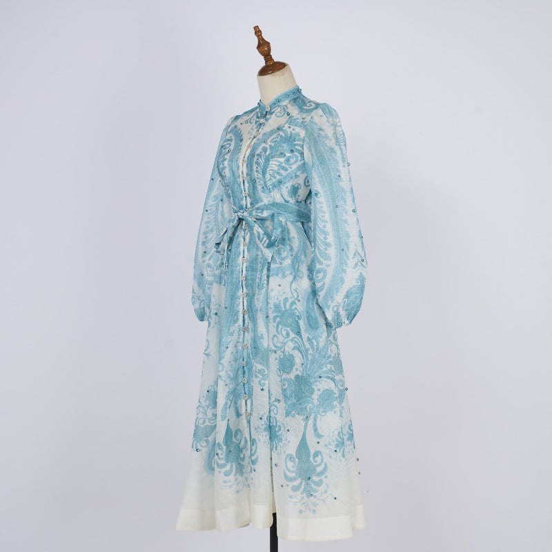 Seaside Vacation Summer Round Neck Slim Fit Dress