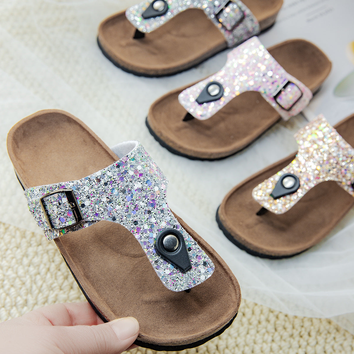 Cork Flip-flops Couples Shoes Beach Outdoor Slippers
