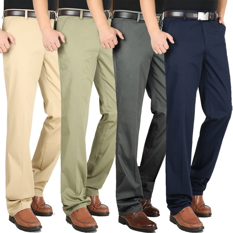 Men's Casual Elastic Cotton High Waisted Loose Pants