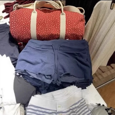 American Casual Sports Pants With Frayed Edges Slim Fit Women