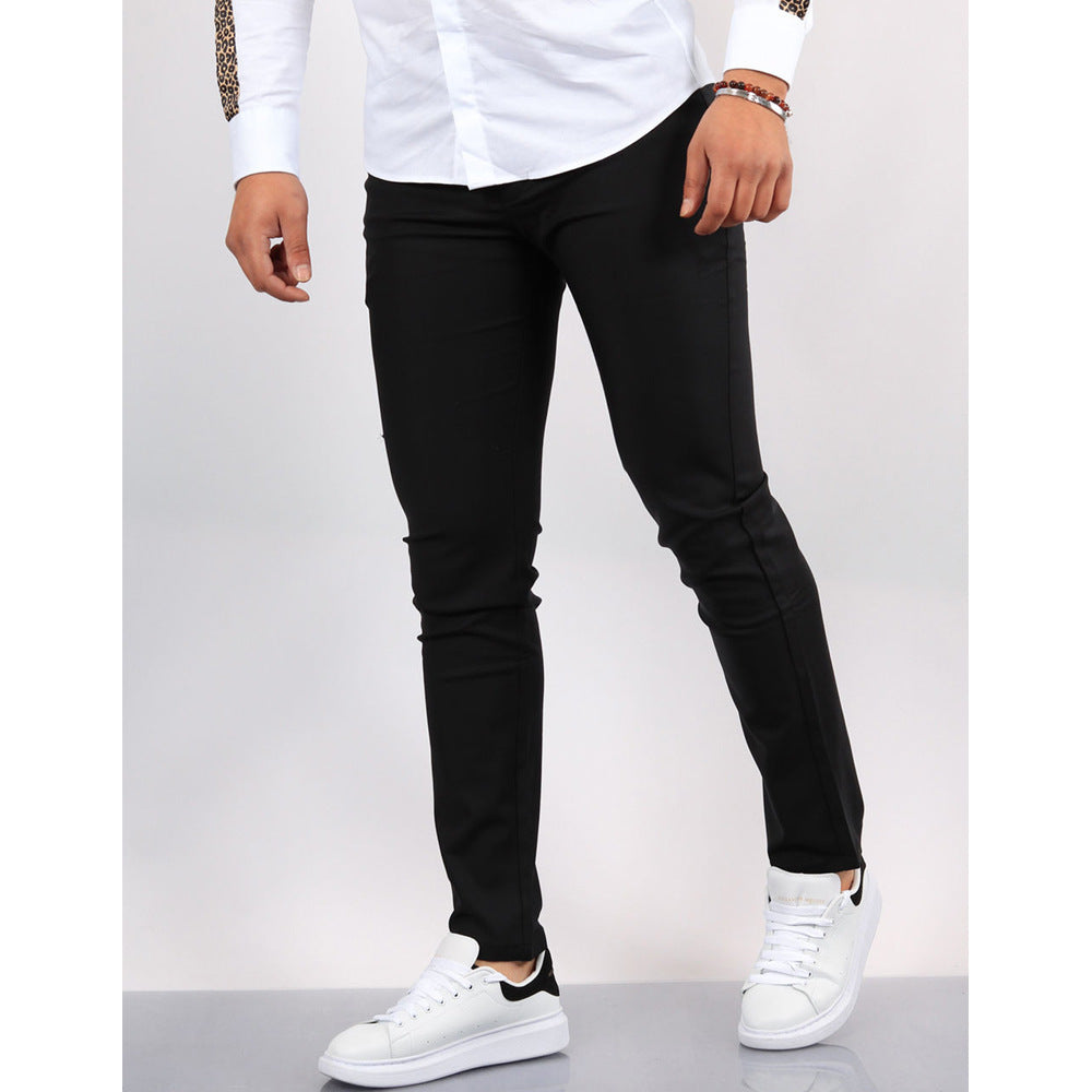 Men's Solid Color Faux Pocket Formal Casual Pants