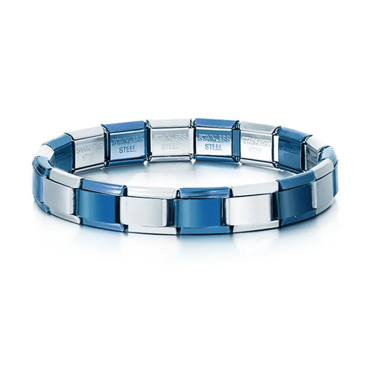 Trendy Square Italy Stainless Steel Bracelets For Women Men HipHop Metal Italian 18 Modules Bracelet Stretchable Jewelry