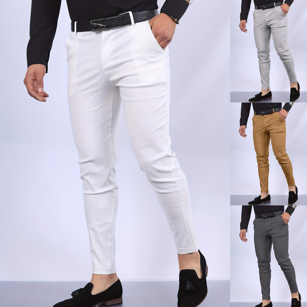 Men's Solid Color Faux Pocket Formal Casual Pants