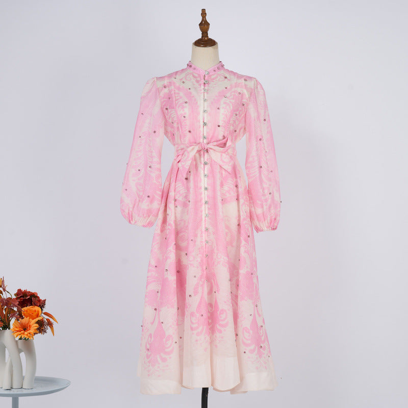 Seaside Vacation Summer Round Neck Slim Fit Dress