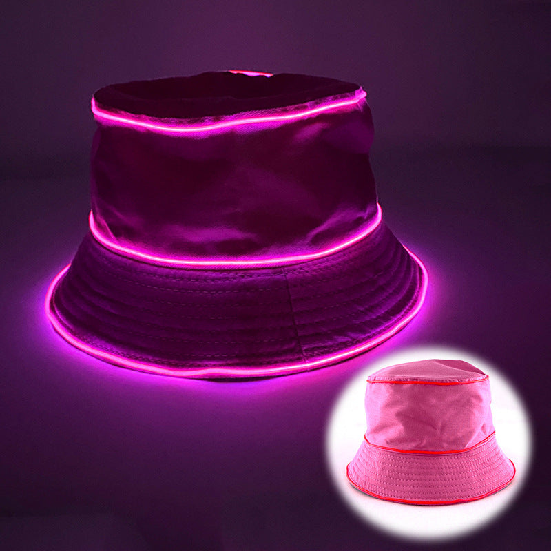 LED Luminous Embroidery Men's And Women's Solid Color Flat Top Sun Hat