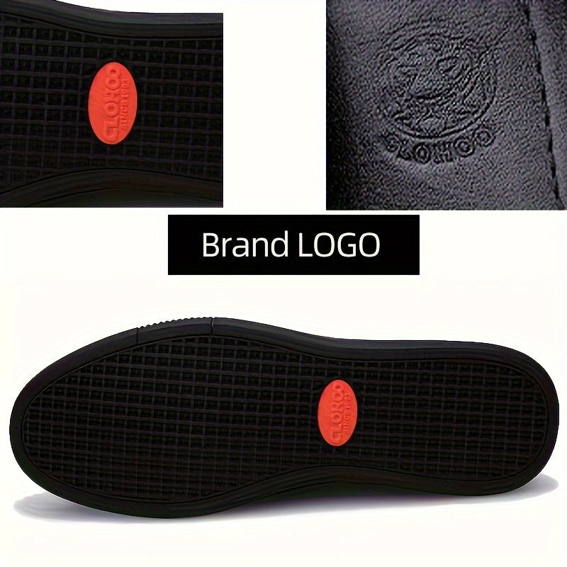 Men's Slip-On Casual Shoes - Genuine Leather Upper, Rubber Sole with PU Cushioned Insole, All-Season Comfort for Business & Vacation, Brown/Black, Casual Footwear | Classic Slipon | Rubber Sole Footwear