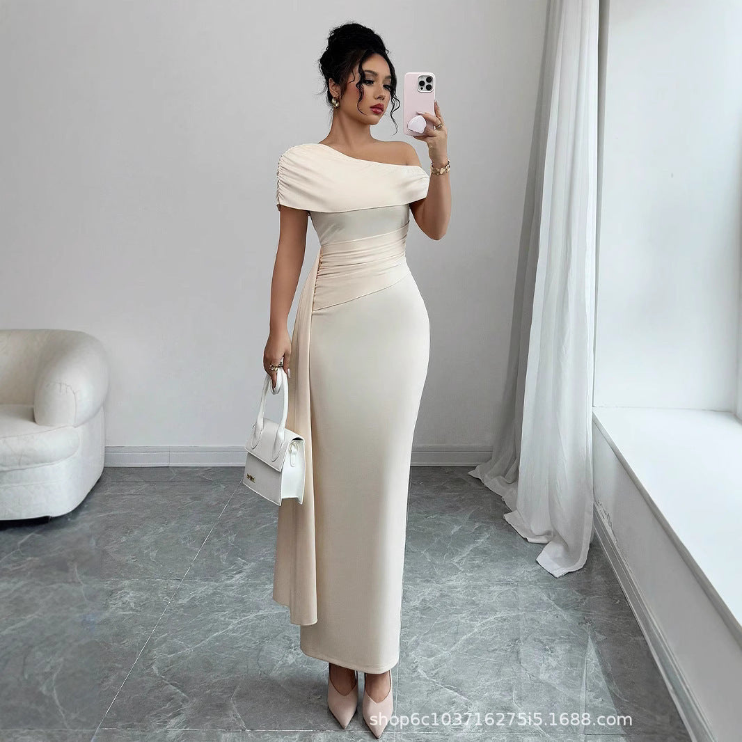 Strapless Solid Color Sleeveless Sheath Dress