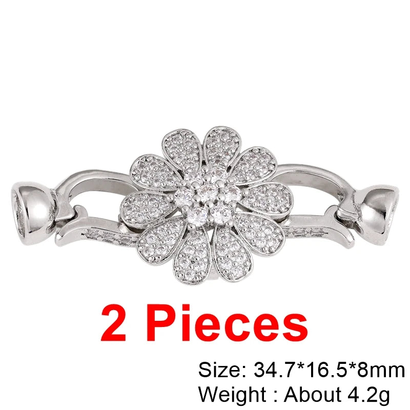 Juya Handmade Cubic Zirconia 18K Real Gold Plated Fastener Snake Hooks Clasps Accessories For Luxury Beads Chains Jewelry Making