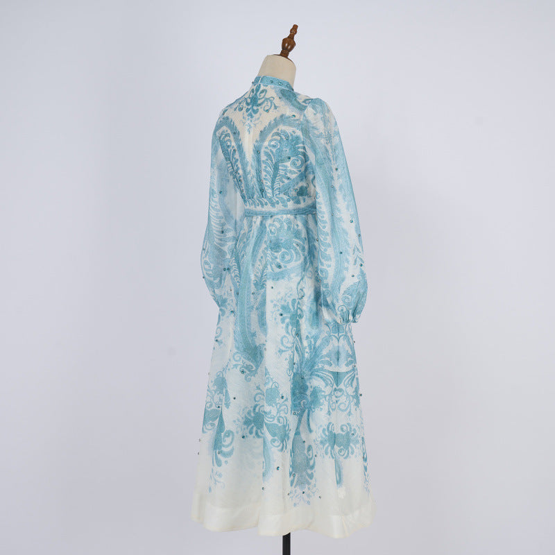 Seaside Vacation Summer Round Neck Slim Fit Dress