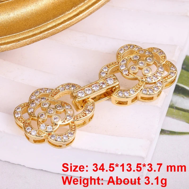 Juya Handmade Cubic Zirconia 18K Real Gold Plated Fastener Snake Hooks Clasps Accessories For Luxury Beads Chains Jewelry Making