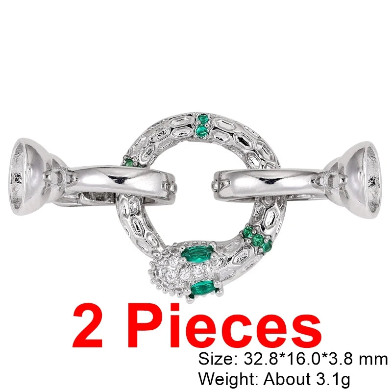 Juya Handmade Cubic Zirconia 18K Real Gold Plated Fastener Snake Hooks Clasps Accessories For Luxury Beads Chains Jewelry Making