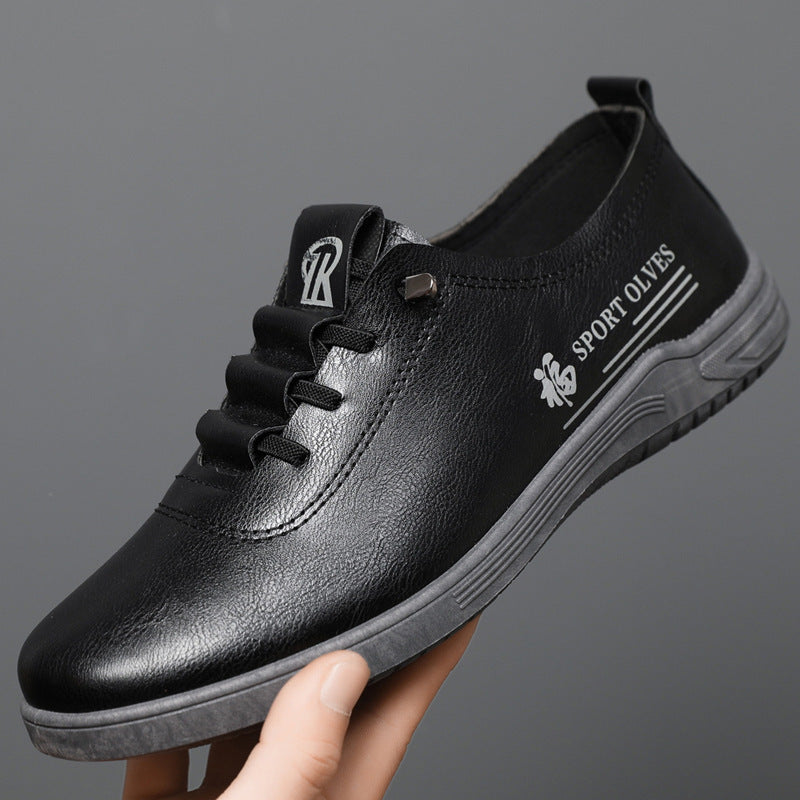 Men's Lace Up Casual Leather Shoes Fashion All-matching
