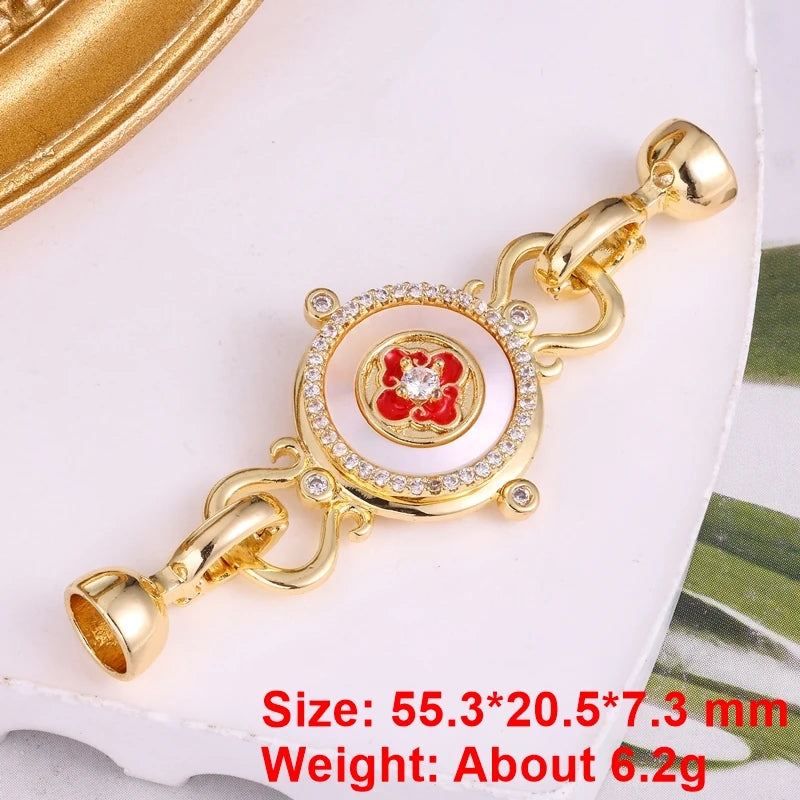 Juya Handmade Cubic Zirconia 18K Real Gold Plated Fastener Snake Hooks Clasps Accessories For Luxury Beads Chains Jewelry Making