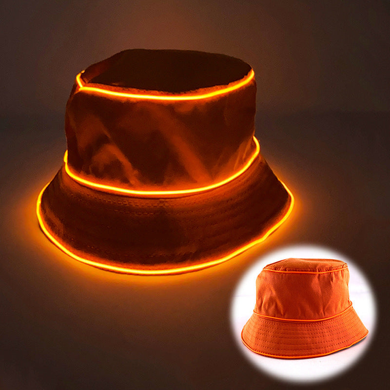 LED Luminous Embroidery Men's And Women's Solid Color Flat Top Sun Hat