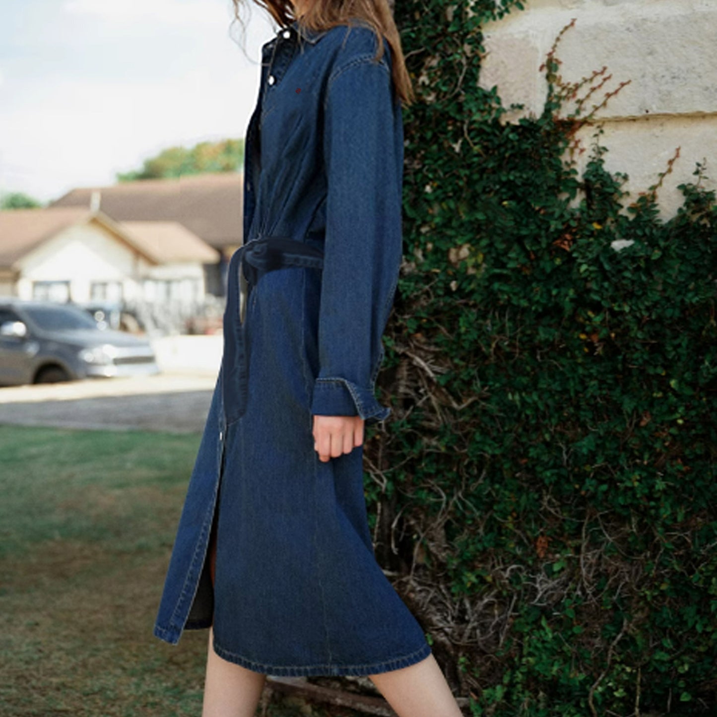 Temperament Long Sleeve Loose Slimming Denim Dress