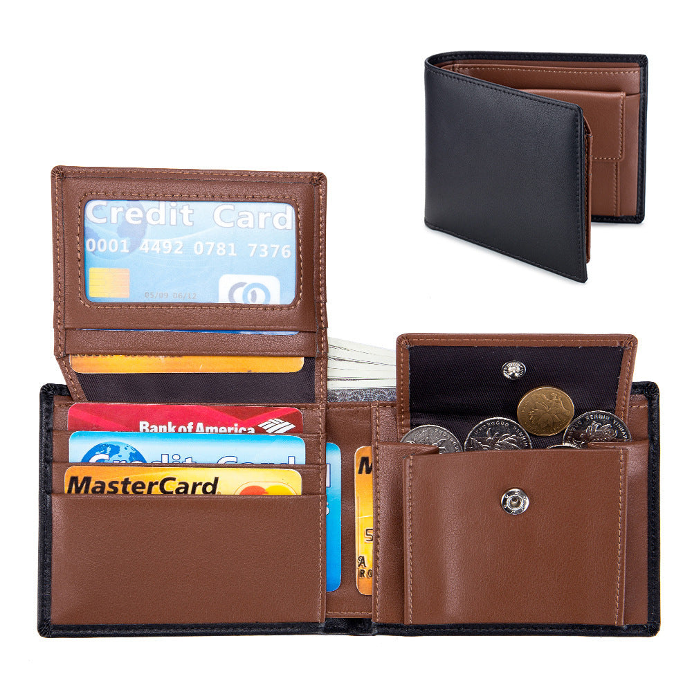 Soft Cowhide Trifold Wallet Men's Multi-functional