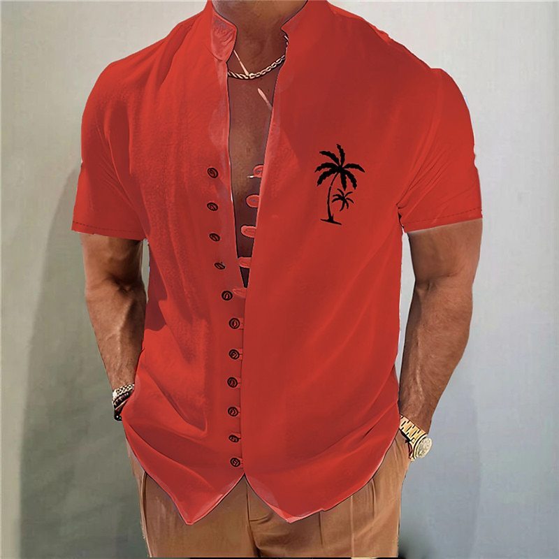 Geometric 3D Printed Short Sleeve Youth Casual Floral Shirt