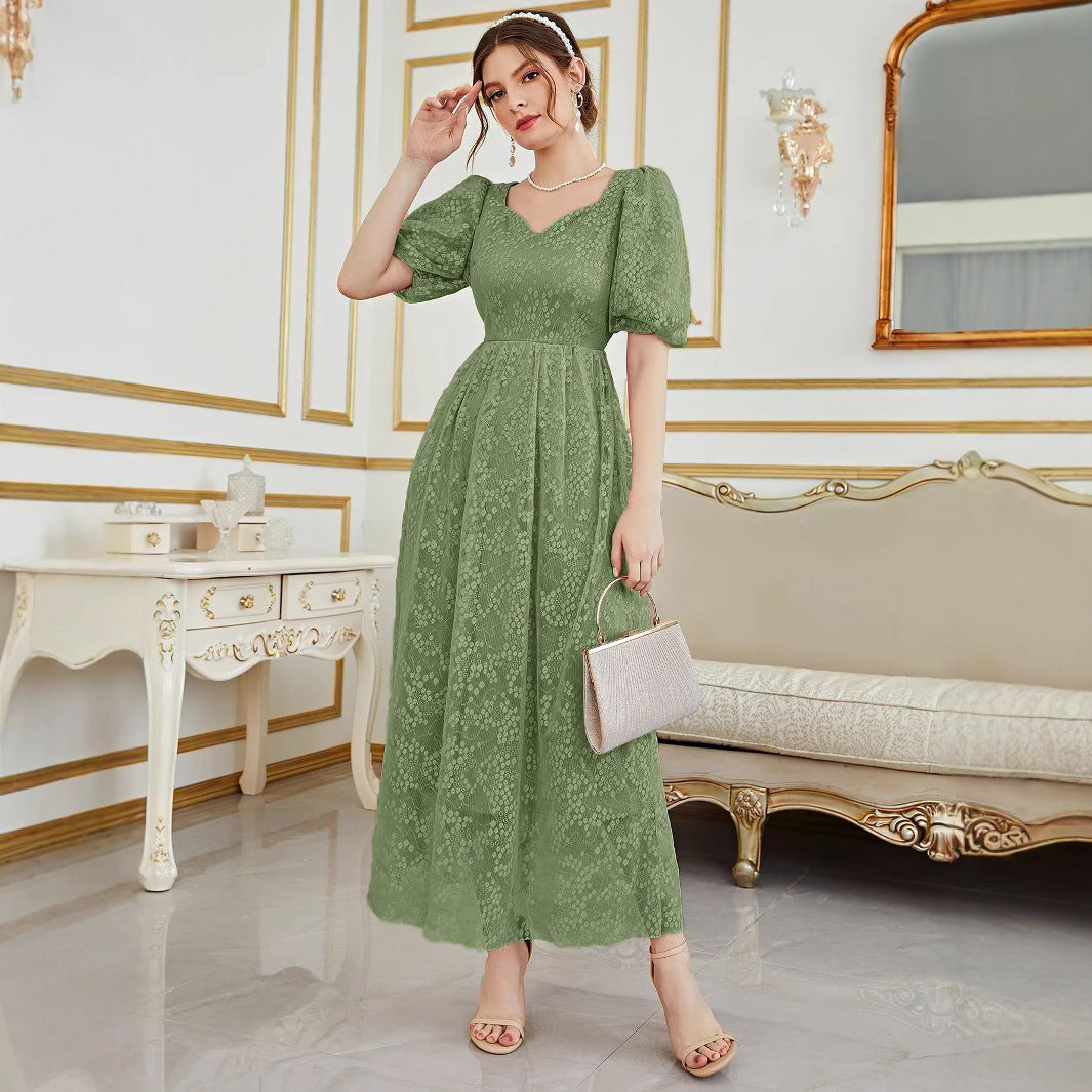 Fashionable Elegant Lace Jacquard Women's Dress