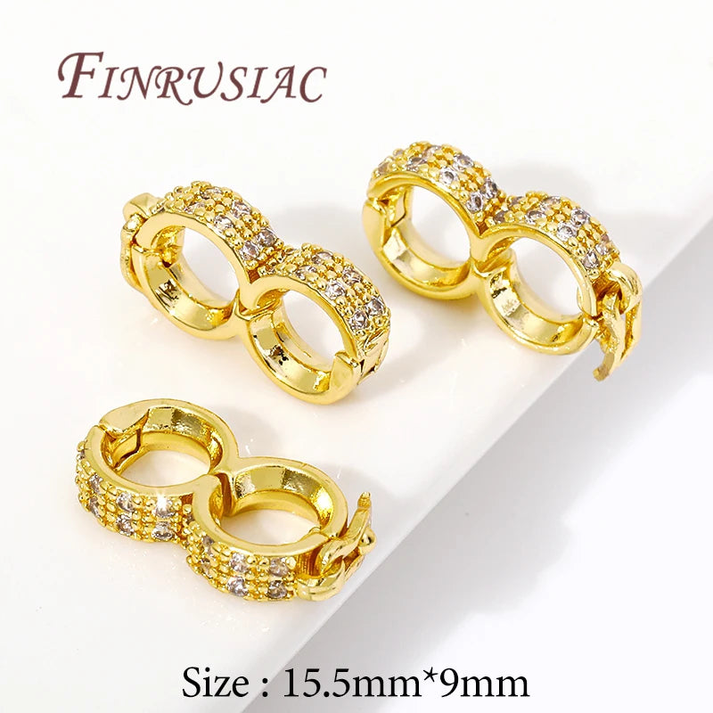 Necklace Clasps 18K Gold Plated Brass with Zircon Pearl Enhancer Clasps For DIY Bracelets Accessories Jewelry Making Supplies