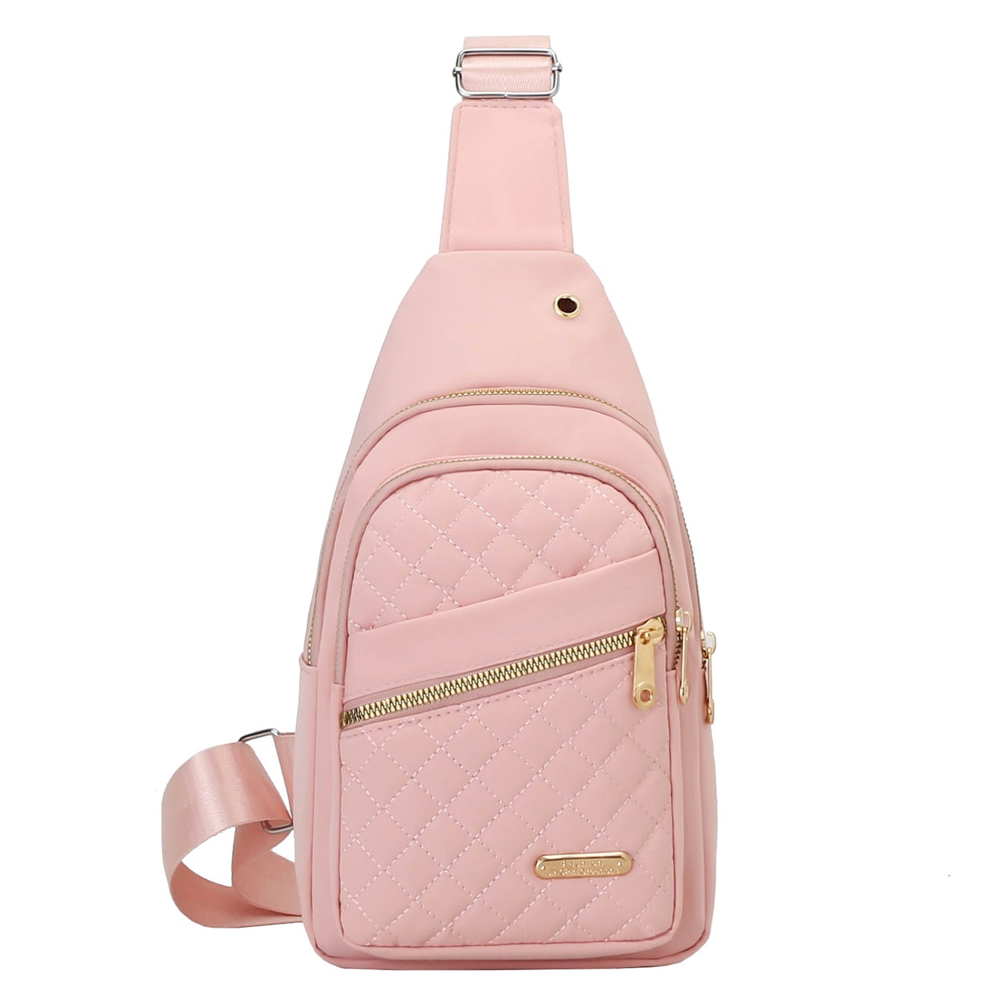 Large Capacity Chest Bag for Women - Adjustable Embroidered Crossbody Bag with Zipper Closure, Polyester Lining, Foldable, and Random Printing - Urban Solid Color Nylon Bag with Comfortable Strap