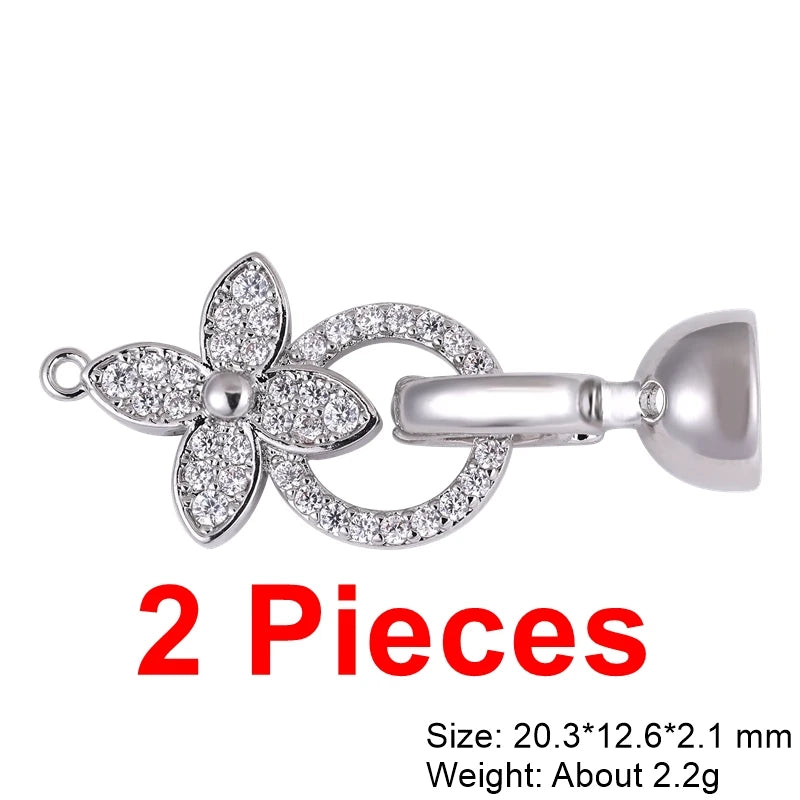 Juya Handmade Cubic Zirconia 18K Real Gold Plated Fastener Snake Hooks Clasps Accessories For Luxury Beads Chains Jewelry Making