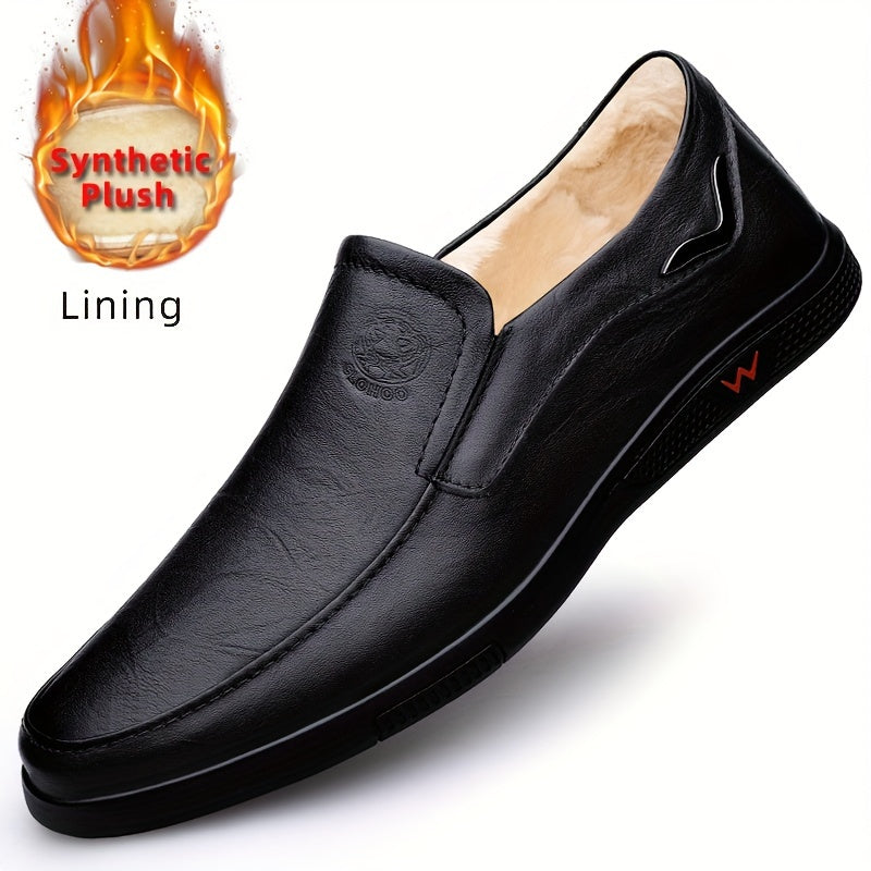 Men's Slip-On Casual Shoes - Genuine Leather Upper, Rubber Sole with PU Cushioned Insole, All-Season Comfort for Business & Vacation, Brown/Black, Casual Footwear | Classic Slipon | Rubber Sole Footwear