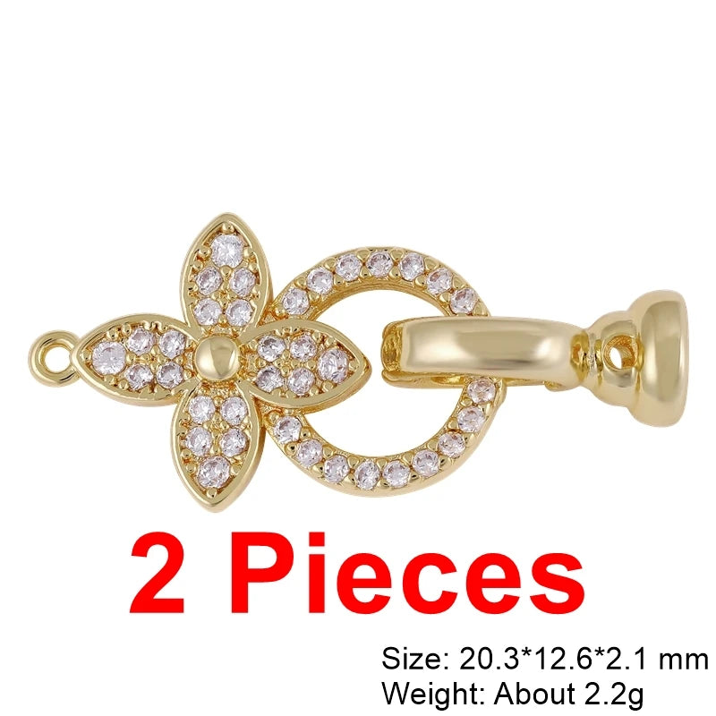 Juya Handmade Cubic Zirconia 18K Real Gold Plated Fastener Snake Hooks Clasps Accessories For Luxury Beads Chains Jewelry Making