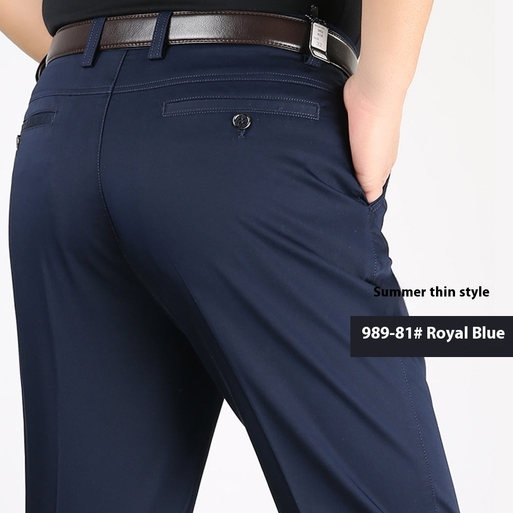 Men's Casual Elastic Cotton High Waisted Loose Pants