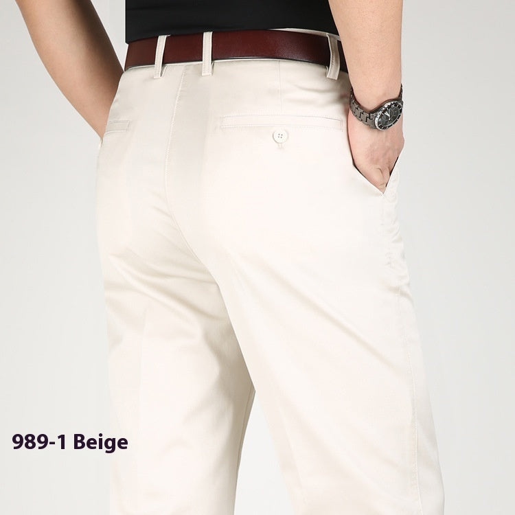 Men's Casual Elastic Cotton High Waisted Loose Pants