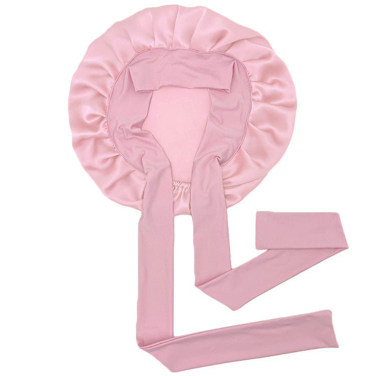 Simple Wide Ribbon Adjustable Silk Nightcap