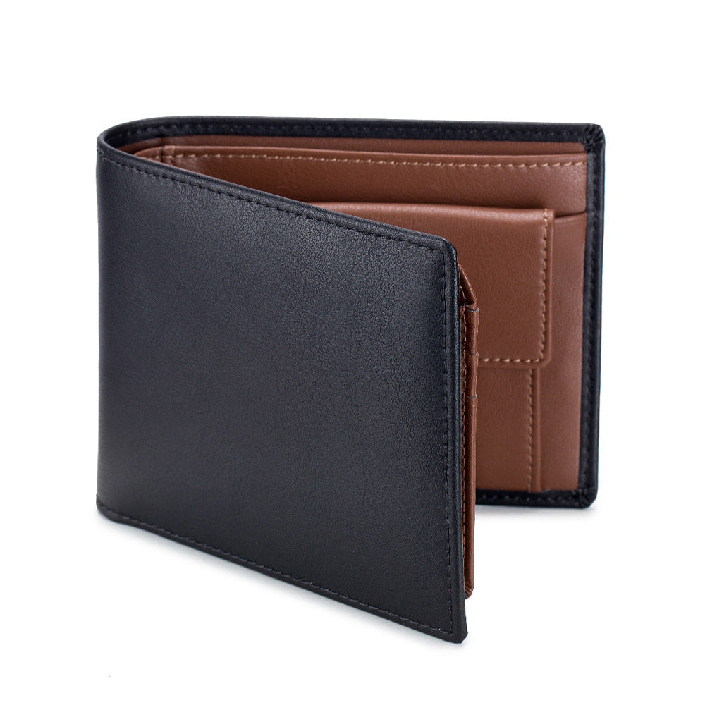 Soft Cowhide Trifold Wallet Men's Multi-functional