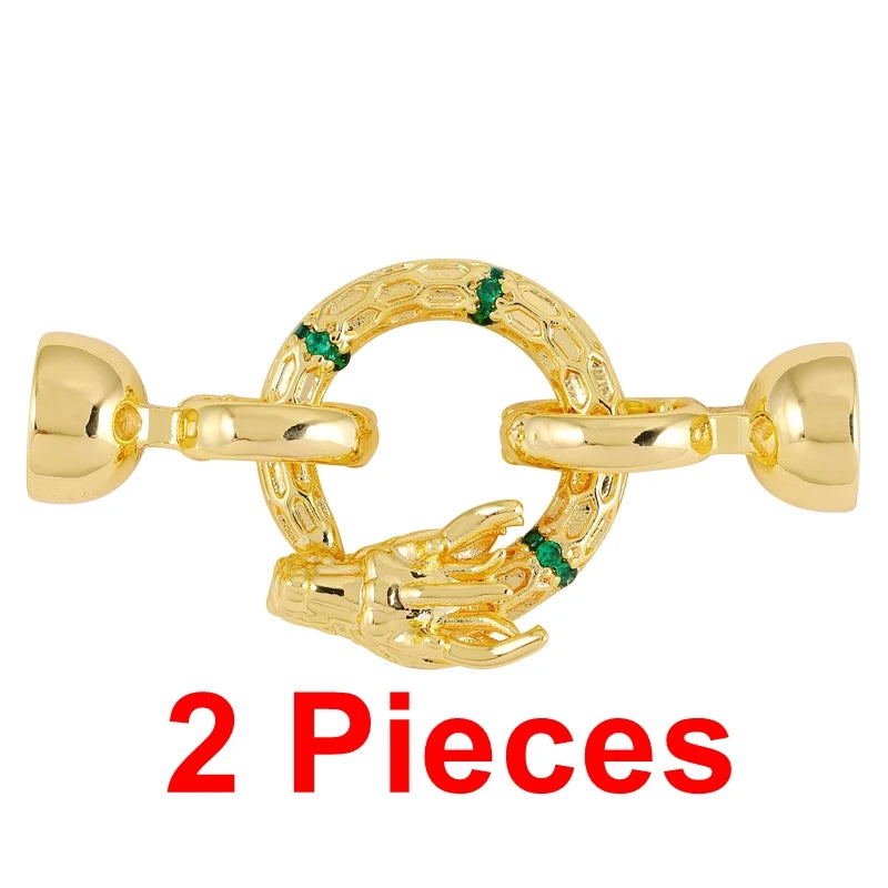 Juya Handmade Cubic Zirconia 18K Real Gold Plated Fastener Snake Hooks Clasps Accessories For Luxury Beads Chains Jewelry Making