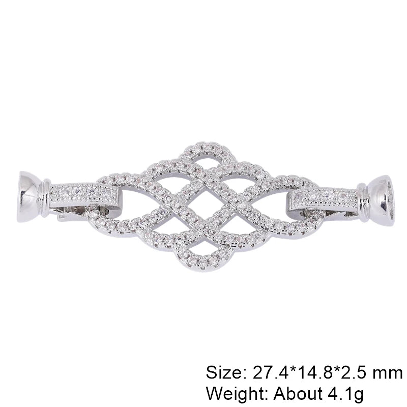 Juya Handmade Cubic Zirconia 18K Real Gold Plated Fastener Snake Hooks Clasps Accessories For Luxury Beads Chains Jewelry Making