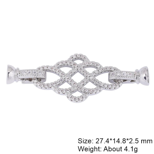 Juya Handmade Cubic Zirconia 18K Real Gold Plated Fastener Snake Hooks Clasps Accessories For Luxury Beads Chains Jewelry Making