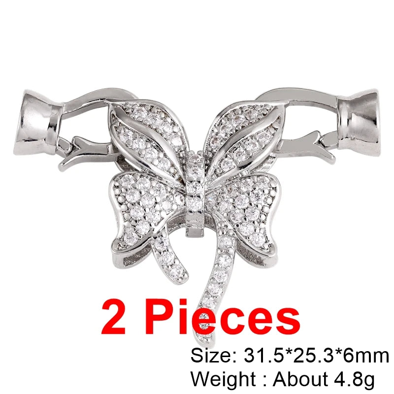 Juya Handmade Cubic Zirconia 18K Real Gold Plated Fastener Snake Hooks Clasps Accessories For Luxury Beads Chains Jewelry Making