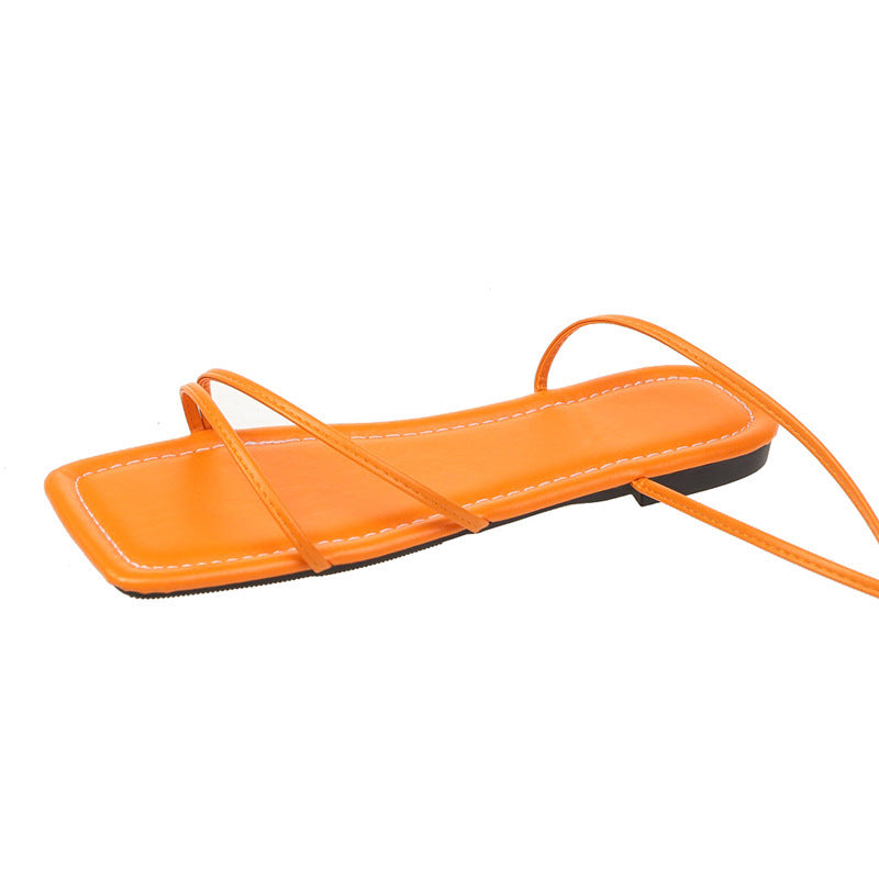 European And American Ankle Ring Bandage Cloth Flat Sandals Women's Summer