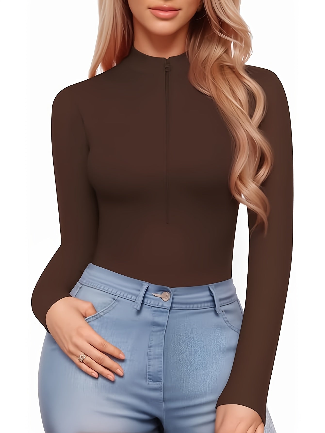 Women's Elegant Jumpsuit - Solid Color, High Stretch Nylon Knit Fabric - Yoga Bodysuit for Fall & Winter | Super High Support | Machine Washable