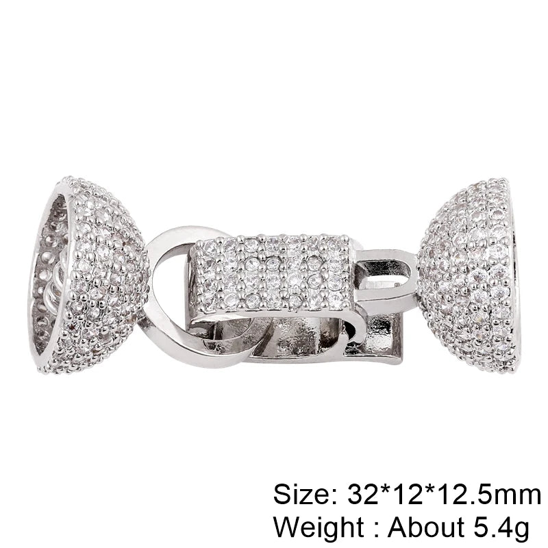 Juya Handmade Cubic Zirconia 18K Real Gold Plated Fastener Snake Hooks Clasps Accessories For Luxury Beads Chains Jewelry Making