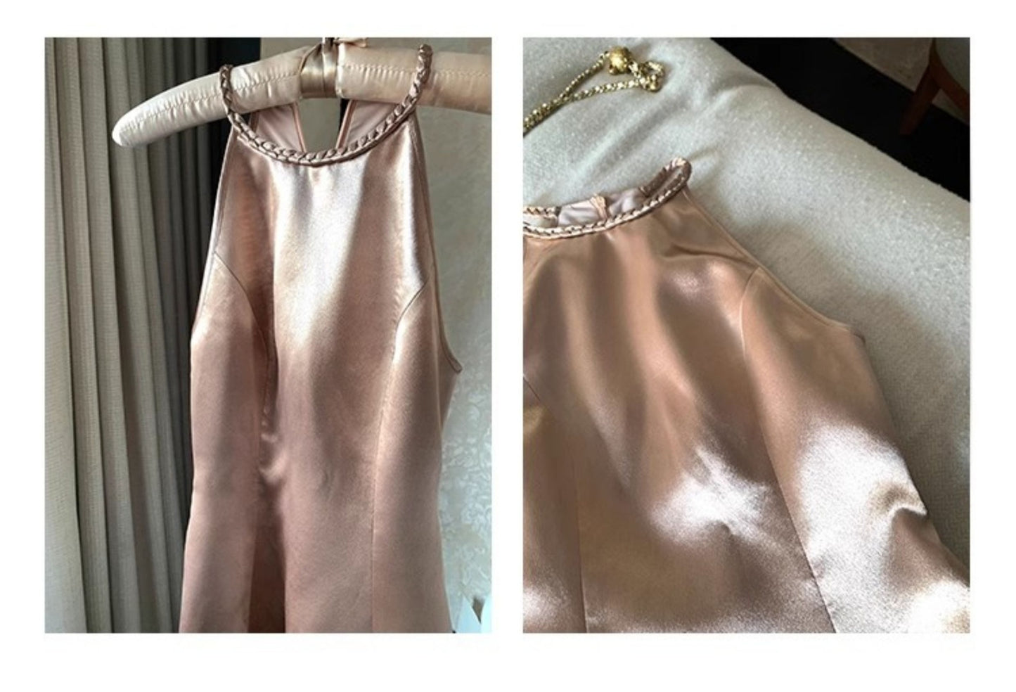 Dress Spring Elegant Slimming Halter Satin Waist Dress Bud Skirt