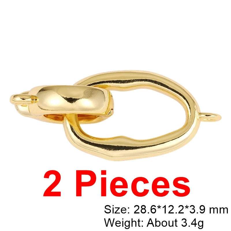 Juya Handmade Cubic Zirconia 18K Real Gold Plated Fastener Snake Hooks Clasps Accessories For Luxury Beads Chains Jewelry Making