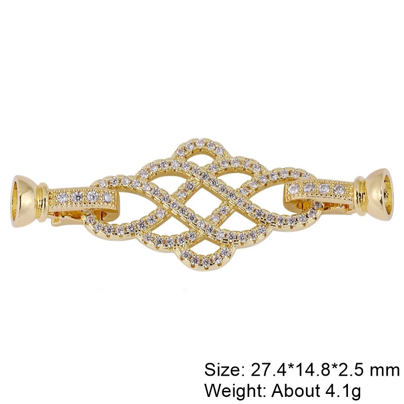 Juya Handmade Cubic Zirconia 18K Real Gold Plated Fastener Snake Hooks Clasps Accessories For Luxury Beads Chains Jewelry Making