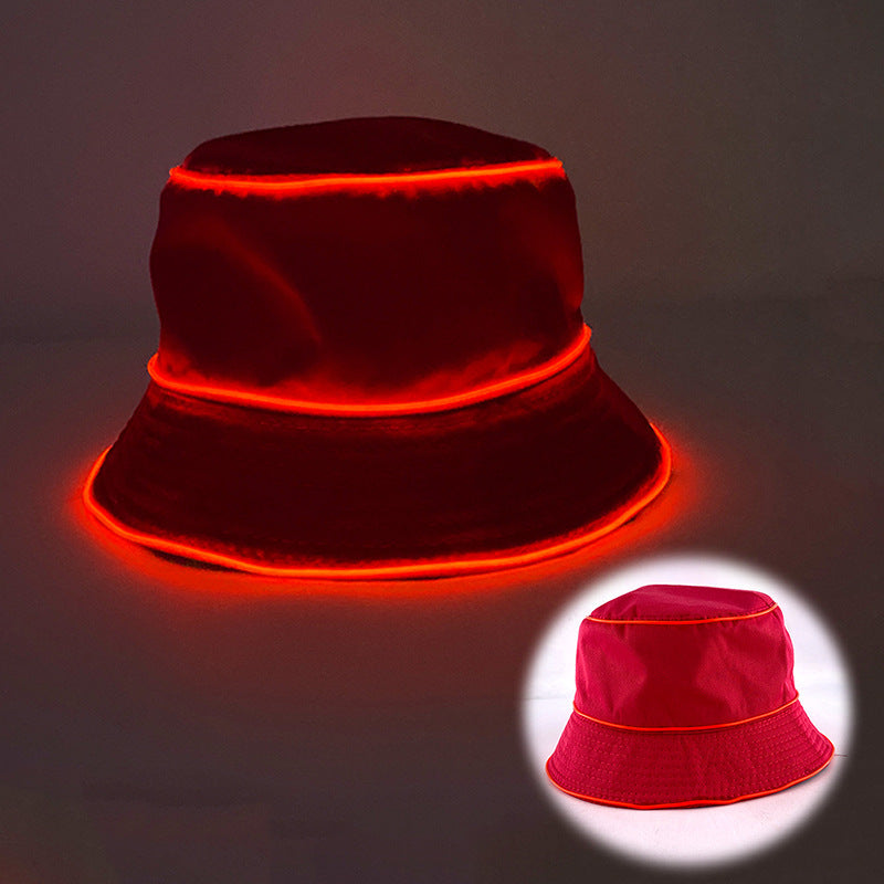 LED Luminous Embroidery Men's And Women's Solid Color Flat Top Sun Hat