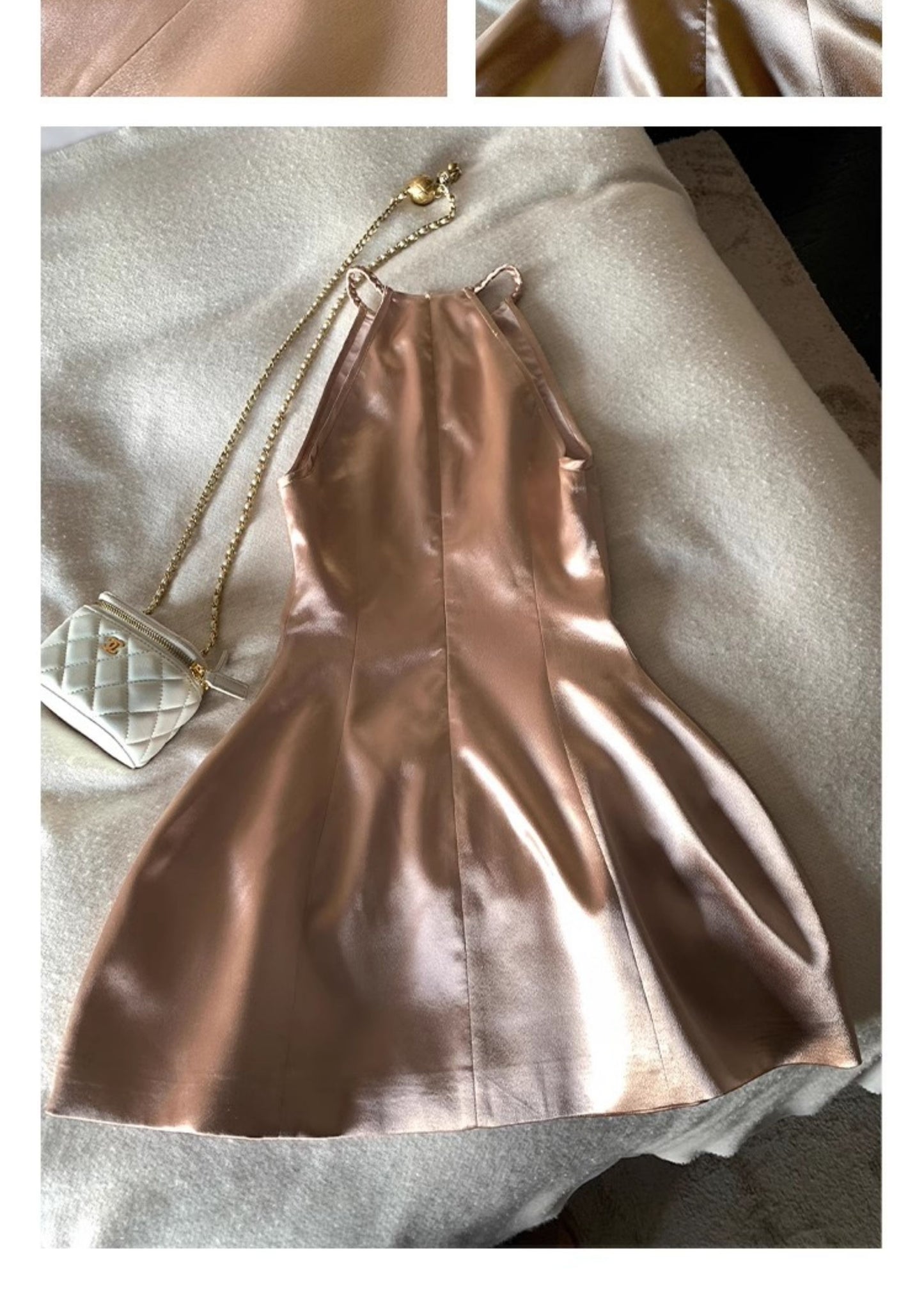 Dress Spring Elegant Slimming Halter Satin Waist Dress Bud Skirt