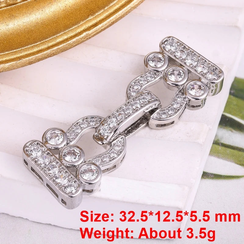 Juya Handmade Cubic Zirconia 18K Real Gold Plated Fastener Snake Hooks Clasps Accessories For Luxury Beads Chains Jewelry Making