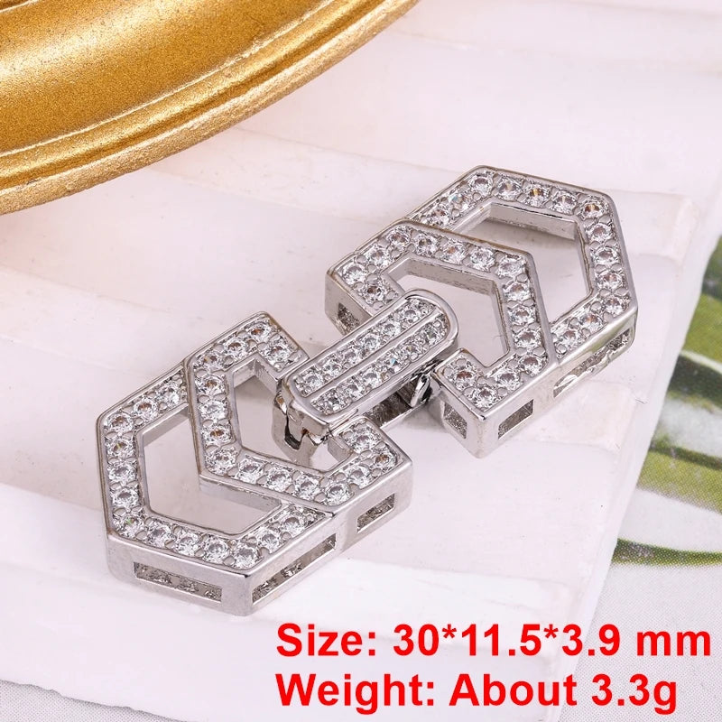 Juya Handmade Cubic Zirconia 18K Real Gold Plated Fastener Snake Hooks Clasps Accessories For Luxury Beads Chains Jewelry Making