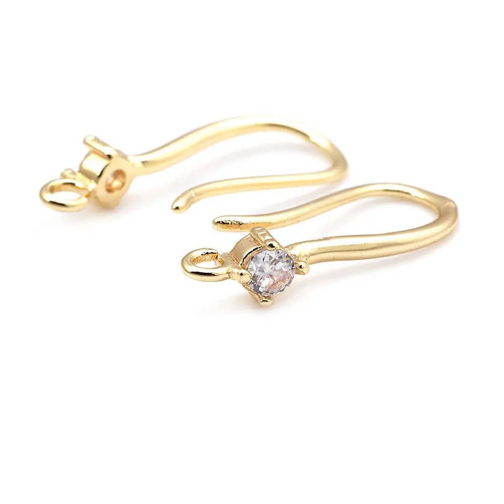 18K Gold Color Brass with Zircon Round Earrings Hooks High Quality Diy Jewelry Making Supplies Earrings Accessories for Women