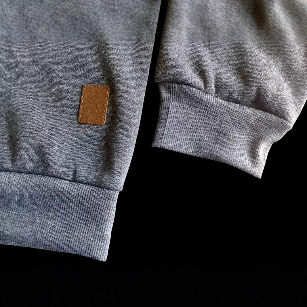 Men's Stand Collar Half Zip Long-sleeved Sports Casual Solid Color Fleece Top